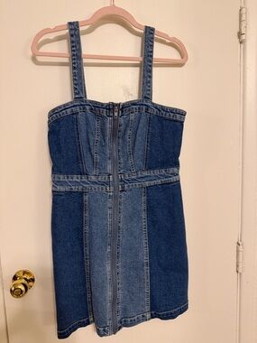 Wild fable Two-Tone Blue Denim Zip Mini Dress